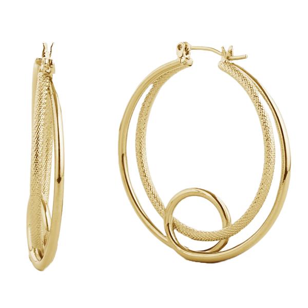 14K GOLD/WHITE GOLD DIPPED PIN CATCH HOOP