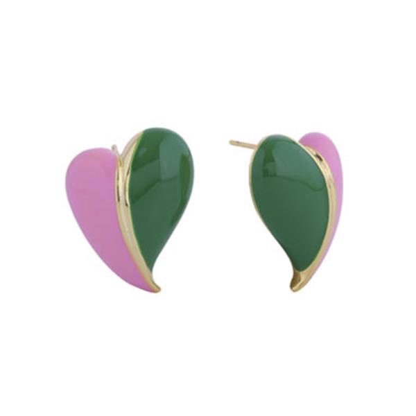 14K GOLD DIPPED COLOR BLOCK HEART EARRINGS