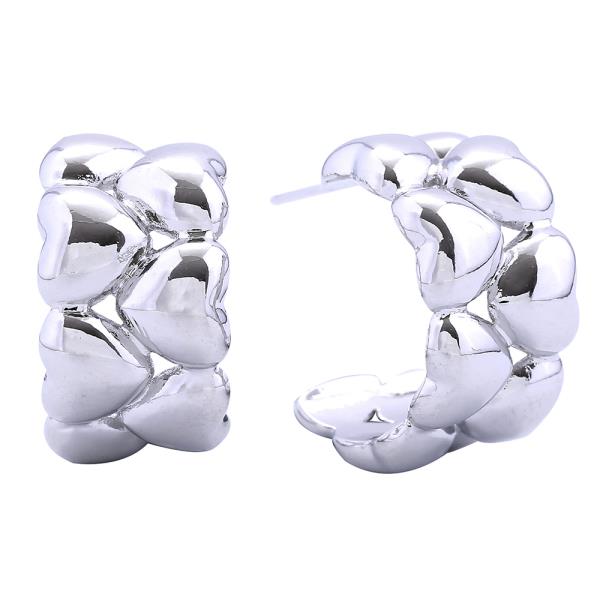 14K GOLD/WHITE GOLD DIPPED BUMPY HEART POST EARRINGS