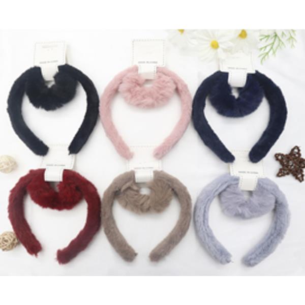 FAUX FUR HEADBAND HAIR TIE SET (12 UNITS)