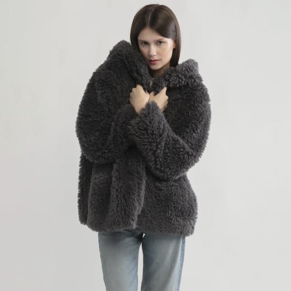 SHAGGY HOOD FUR JACKET