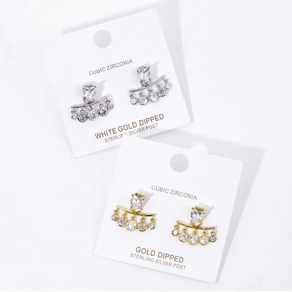 CZ HEART METAL BAR GOLD DIPPED EARRING