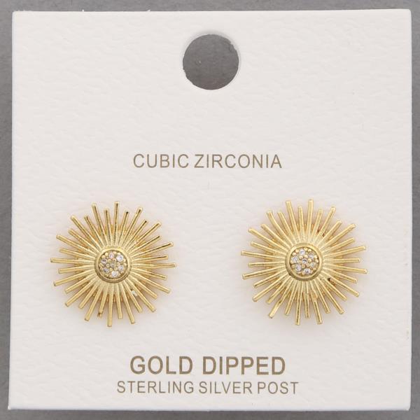 CZ ROUND METAL GOLD DIPPED EARRING