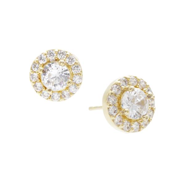 CZ ROUND GOLD DIPPED EARRING