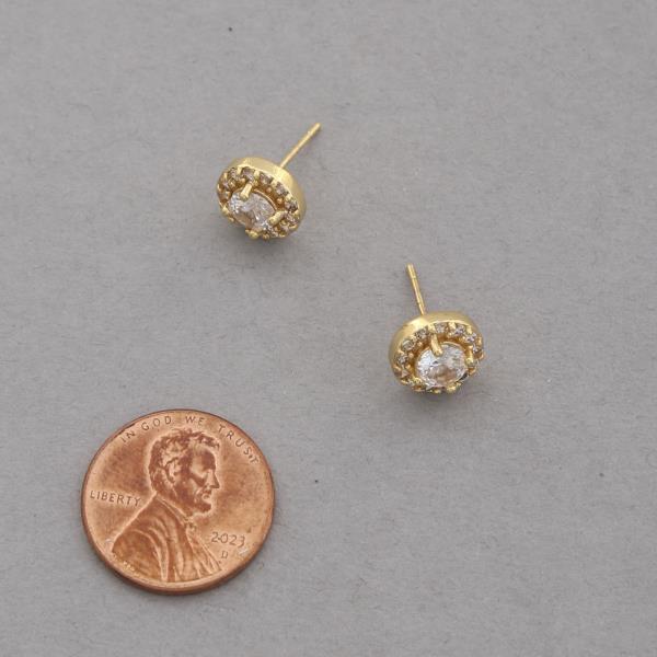 CZ ROUND GOLD DIPPED EARRING