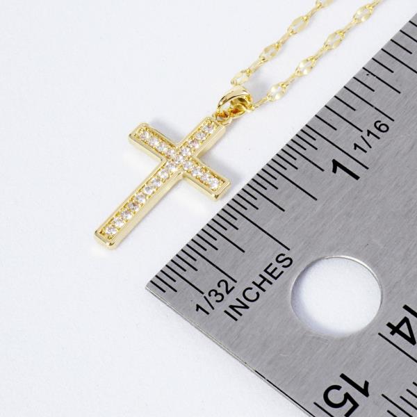 CZ CROSS PENDANT GOLD DIPPED NECKLACE