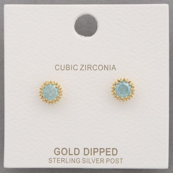 ROUND CZ GOLD DIPPED EARRING