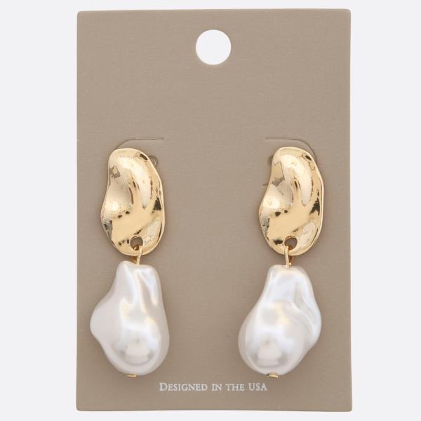 PEARL METAL LINK DANGLE EARRING