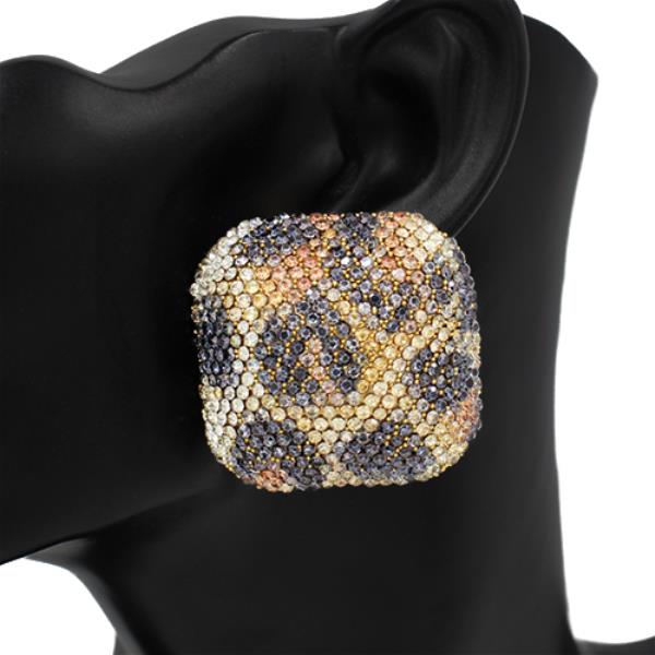 WIDE RHINESTONE LEOPARD EARRING