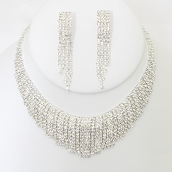 RHINESTONE NECKLACE EARRING SET