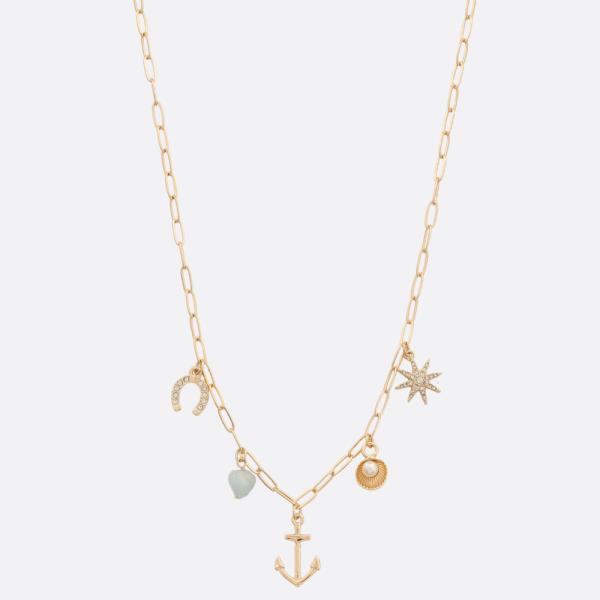 SEA LIFE ANCHOR CHARM STATION NECKLACE