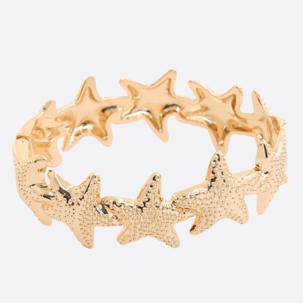 TEXTURED STARFISH LINK METAL BRACELET