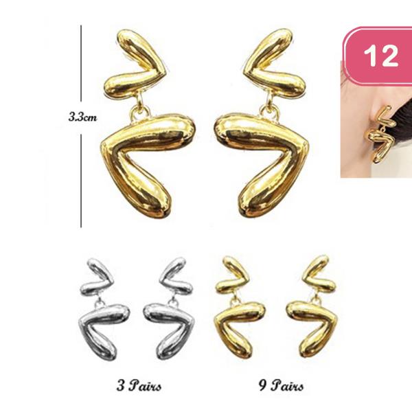 METAL V DANGLE EARRING (12 UNITS)