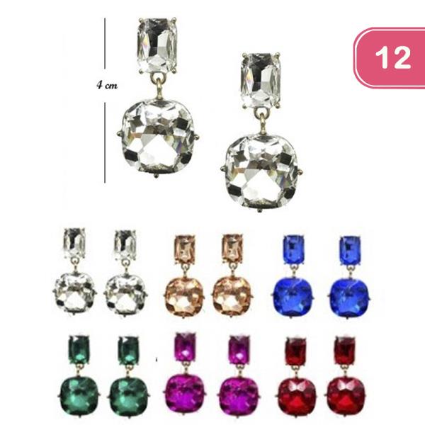 CRYSTAL STONE EARRING (12 UNITS)