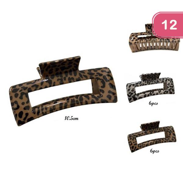 LEOPARD HAIR CLAW JAW CLIP (12 UNITS)