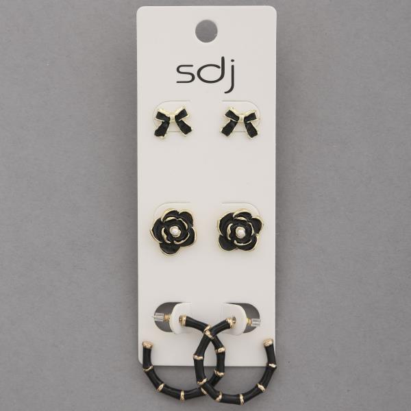 SDJ FLOWER HOOP ASSORTED EARRING SET