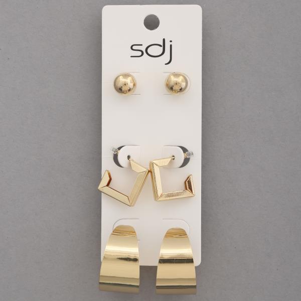 SDJ SQUARE METAL ASSORTED EARRING SET