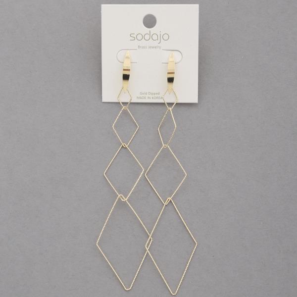 SODAJO GEOMETRIC SHAPE DANGLE GOLD DIPPED EARRING