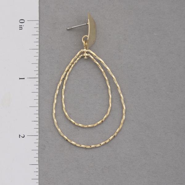 SODAJO DOUBLE TEARDROP DANGLE GOLD DIPPED EARRING