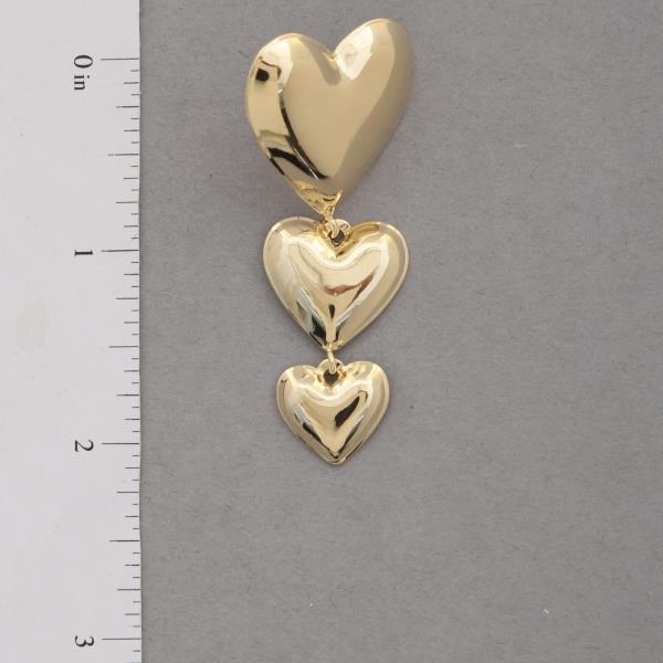 SODAJO TRIPLE HEART LINK GOLD DIPPED EARRING