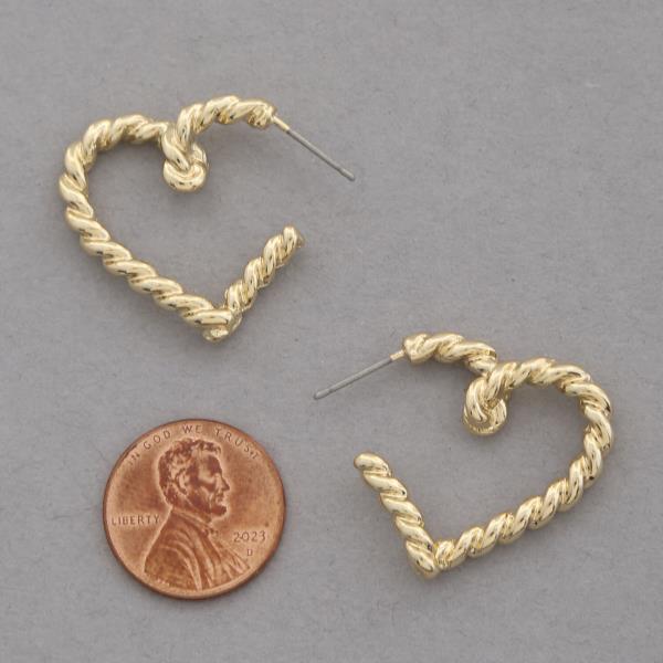 SODAJO HEART ROPE OPEN HOOP GOLD DIPPED EARRING