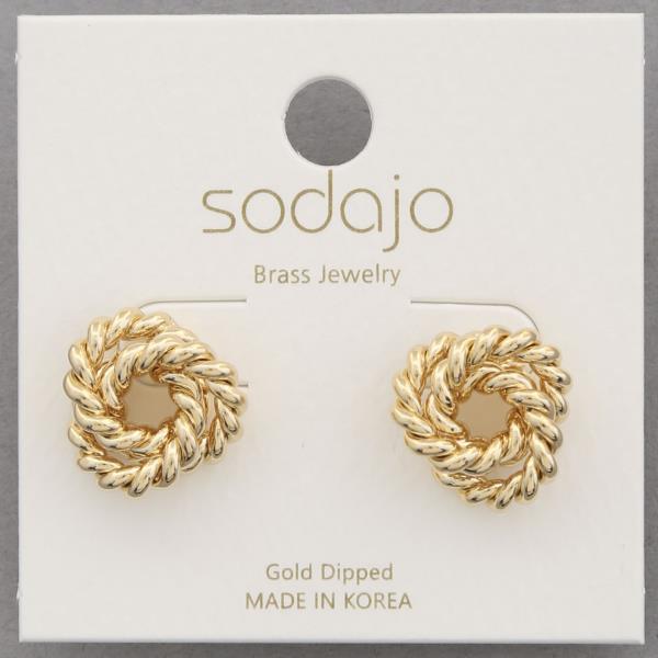 SODAJO TWISTED ROPE KNOT GOLD DIPPED EARRING