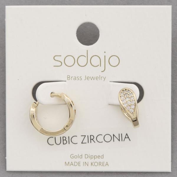 SODAJO CZ GOLD DIPPED MINI HOOP EARRING