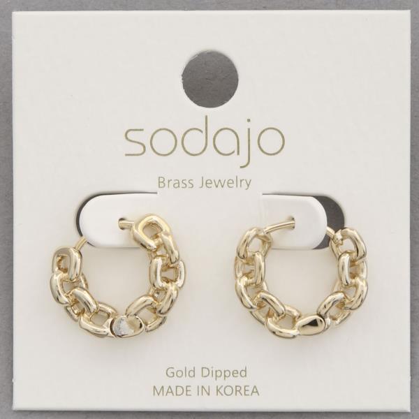 SODAJO CHAIN LINK GOLD DIPPED HOOP EARRING