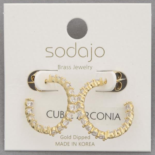 SODAJO CZ EDGE OPEN HOOP GOLD DIPPED EARRING