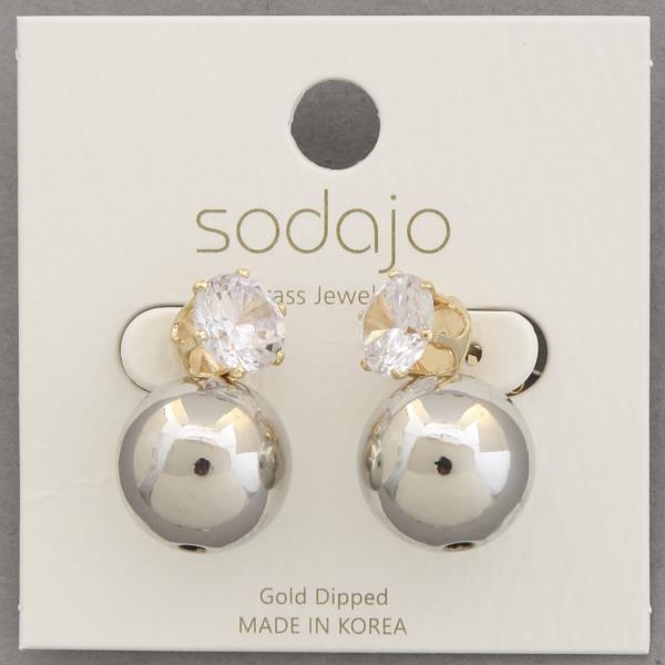 SODAJO BALL CRYSTAL GOLD DIPPED EARRING