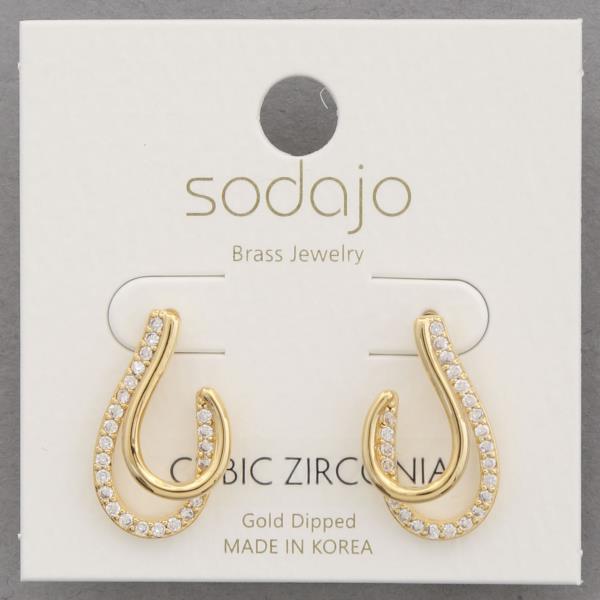 SODAJO CZ U SHAPE GOLD DIPPED EARRING