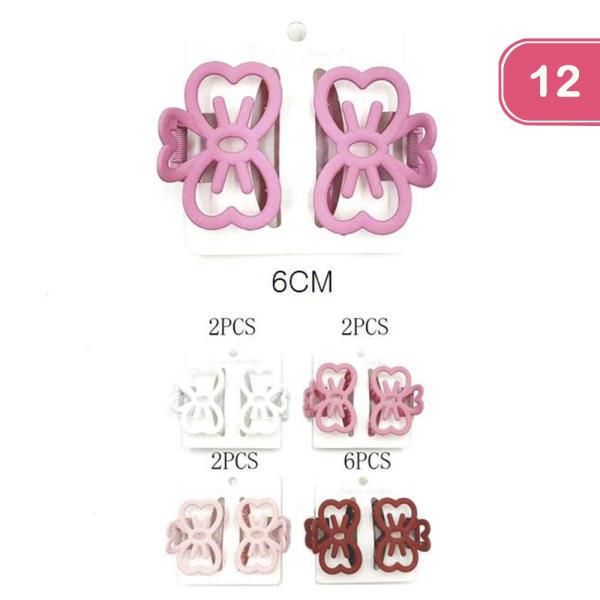 RIBBON HAIR CLAW JAW CLIP SET (12 UNITS)