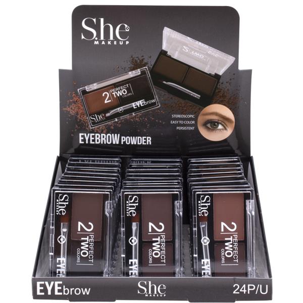 SHE MAKEUP PERFECT TWO EYEBROW POWDER (24 UNITS)