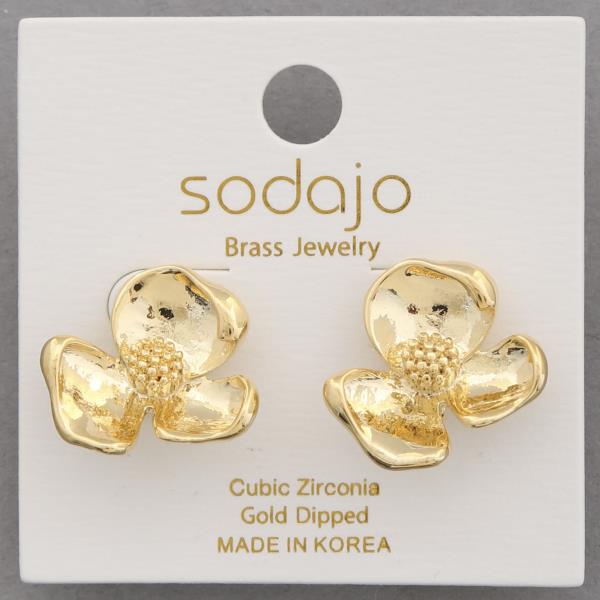 SODAJO FLOWER GOLD DIPPED EARRING