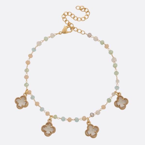 SODAJO CLOVER STATION BEADED GOLD DIPPED BRACELET