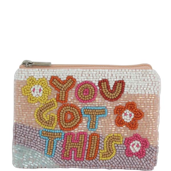 SEED BEAD YOU GOT THIS COIN PURSE BAG