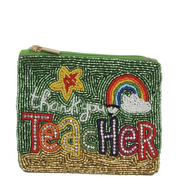 SEED BEAD THANK YOU TEACHER COIN PURSE BAG