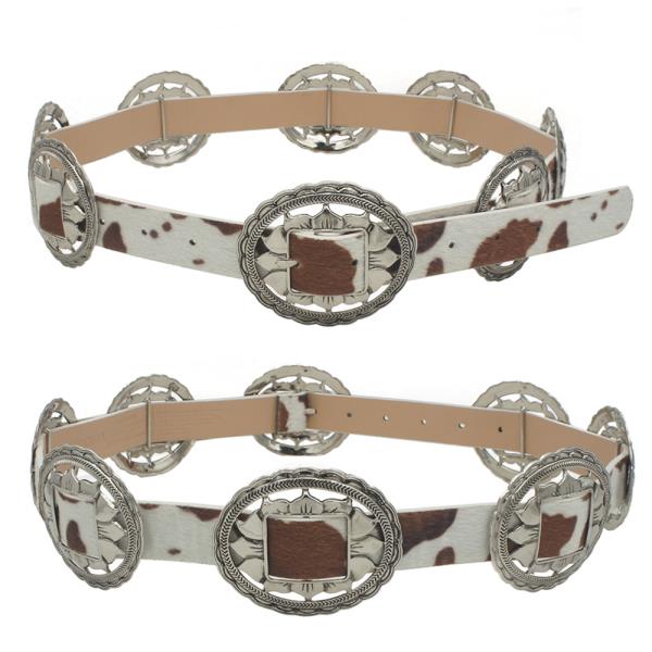 SUNFLOWER CONCHO LINK COW HAIR PU BELT