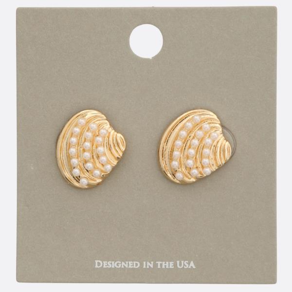 PEARL METAL SHELL POST EARRING