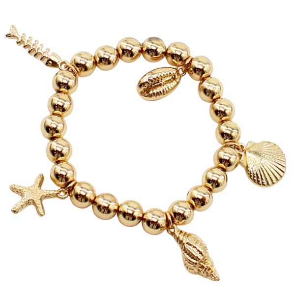 SEA LIFE CHARM METAL BALL STRETCH BRACELET