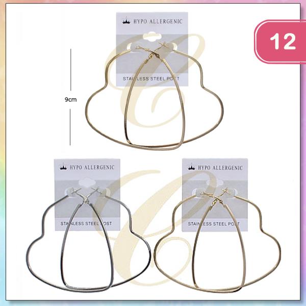 METAL HEART HOOP EARRING (12 UNITS)