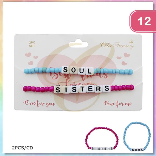 SEED BEAD SOUL SISTER STRETCH BRACELET (12 UNITS)