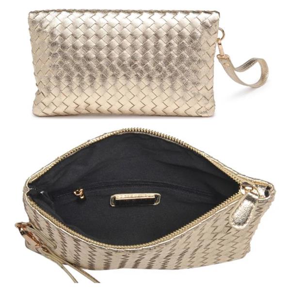 WOVEN FOLDOVER ARIA CLUTCH BAG