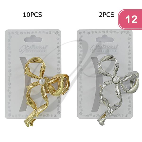 METAL RIBBON HAIR CLAW JAW CLIP (12 UNITS)