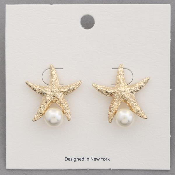 SEASHELL STAR PEARL BEAD EARRING