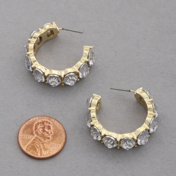 RHINESTONE EDGE OPEN HOOP EARRING