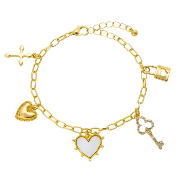 HEART KEY LOCK CHARM BRACELET