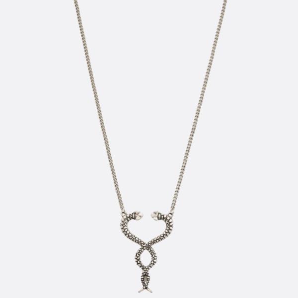 DOUBLE SNAKE METAL PENDANT NECKLACE