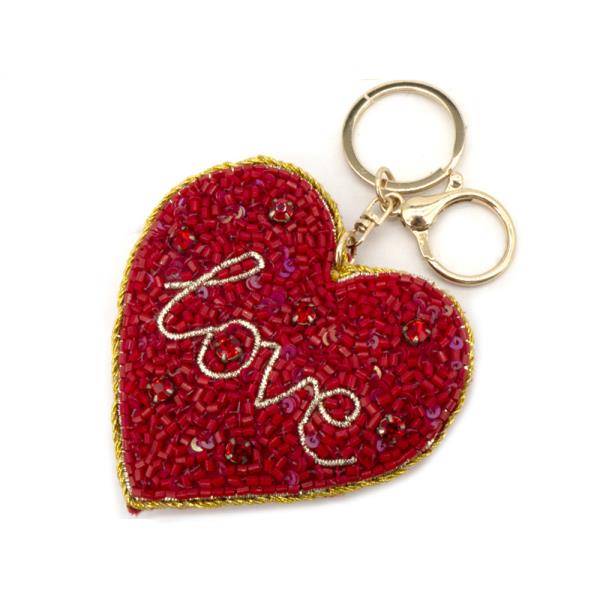 SEED BEAD HEART LOVE KEYCHAIN