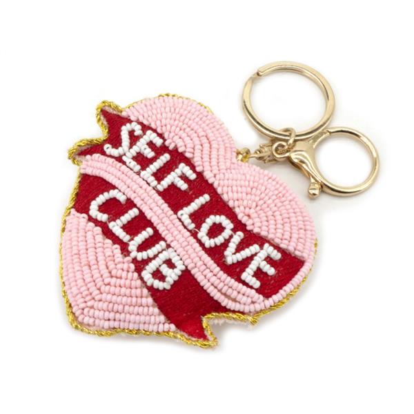 SEED BEAD SELF LOVE CLUB HEART KEYCHAIN